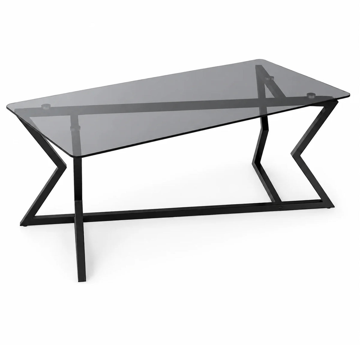 Table basse rectangulaire en verre 110 cm, piètement métal noir