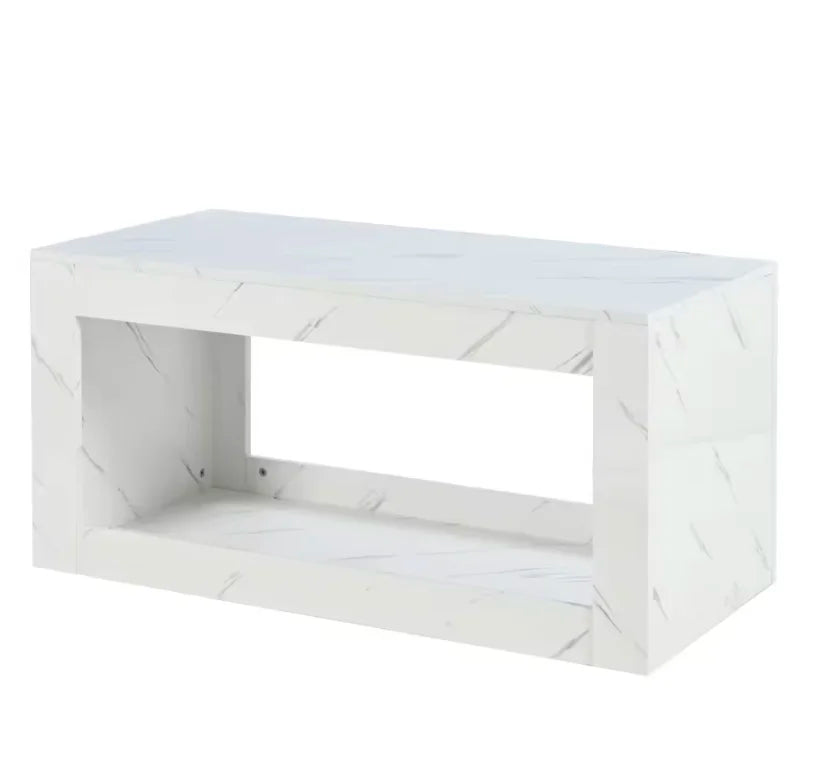 Table basse moderne avec led blanche 100 cm effet marbre