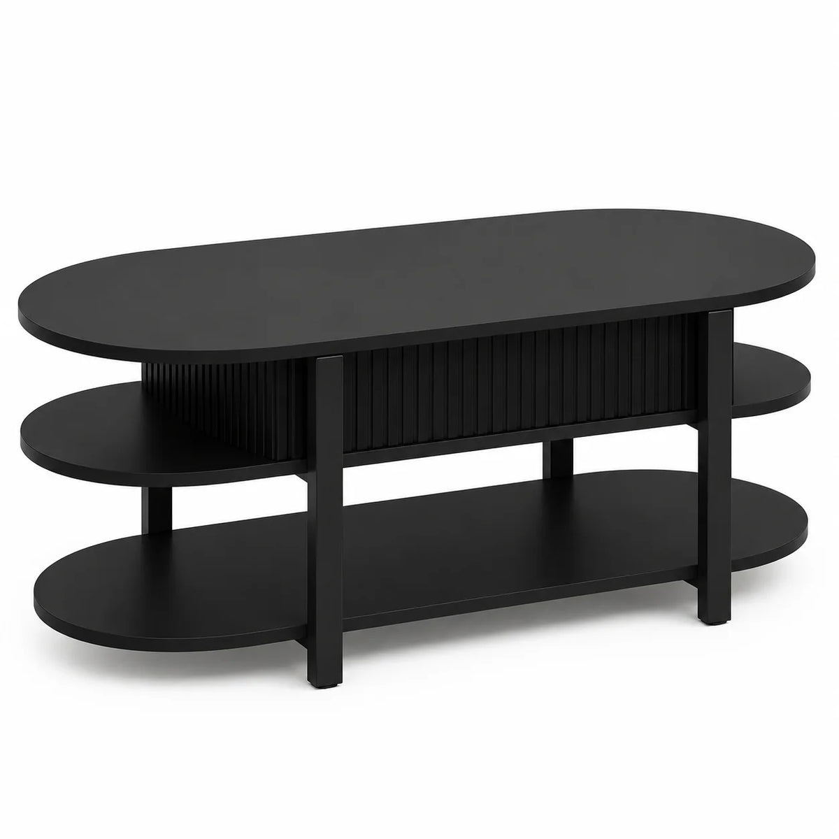 Table basse relevable ovale noire