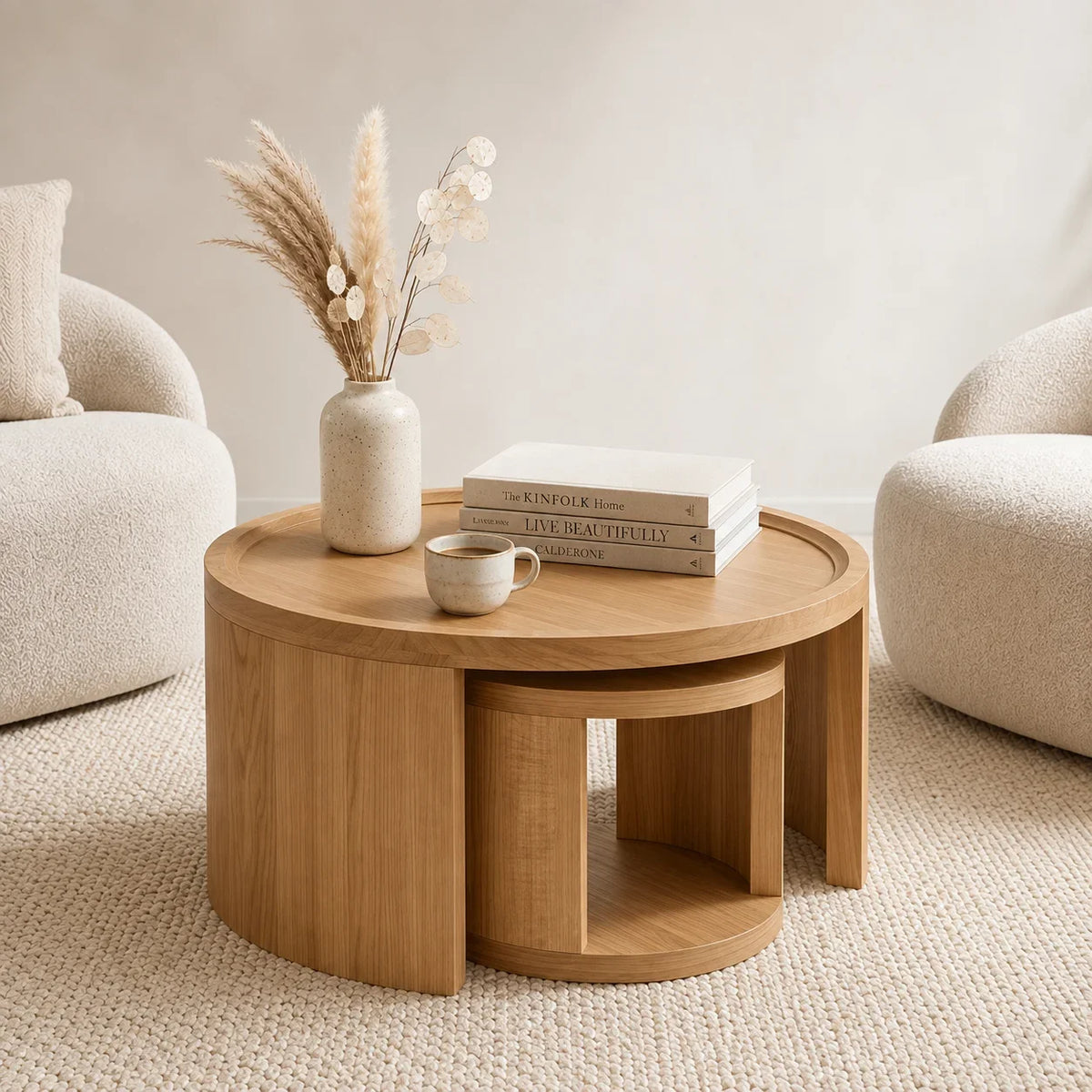 Table basse gigogne scandinave bois 2 Image