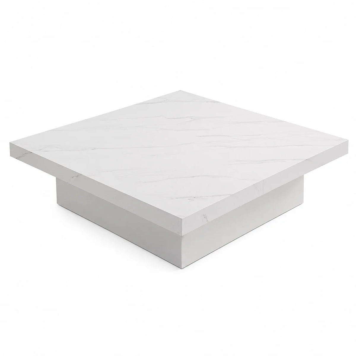 Table basse avec rangement blanche carrée 90 cm