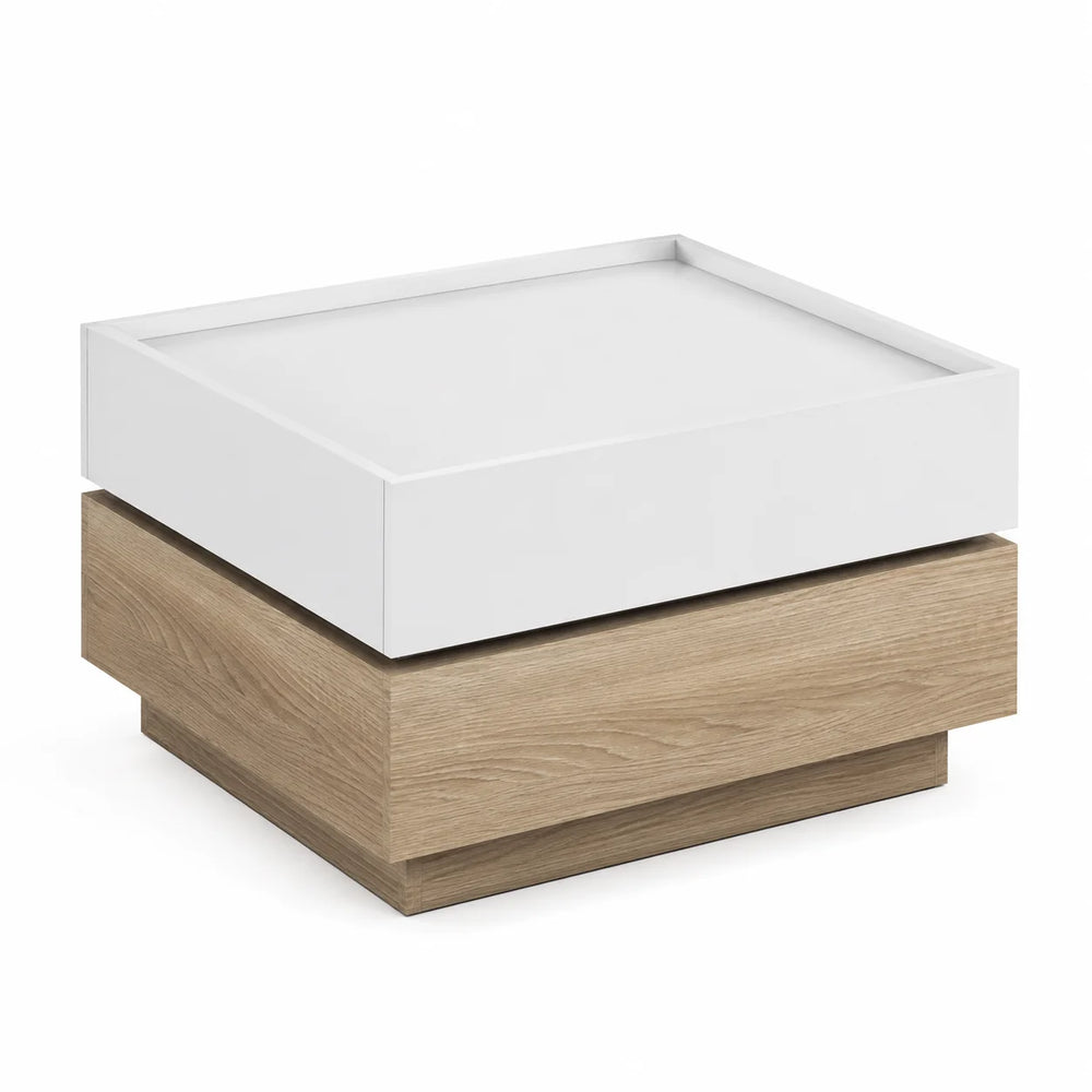 Table basse carrée avec rangement 60 cm plateau pivotant