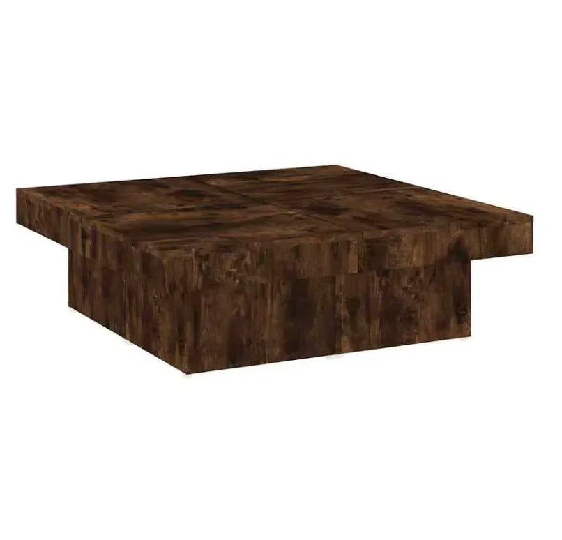 Table basse carrée bois 90 cm décor chêne fumé