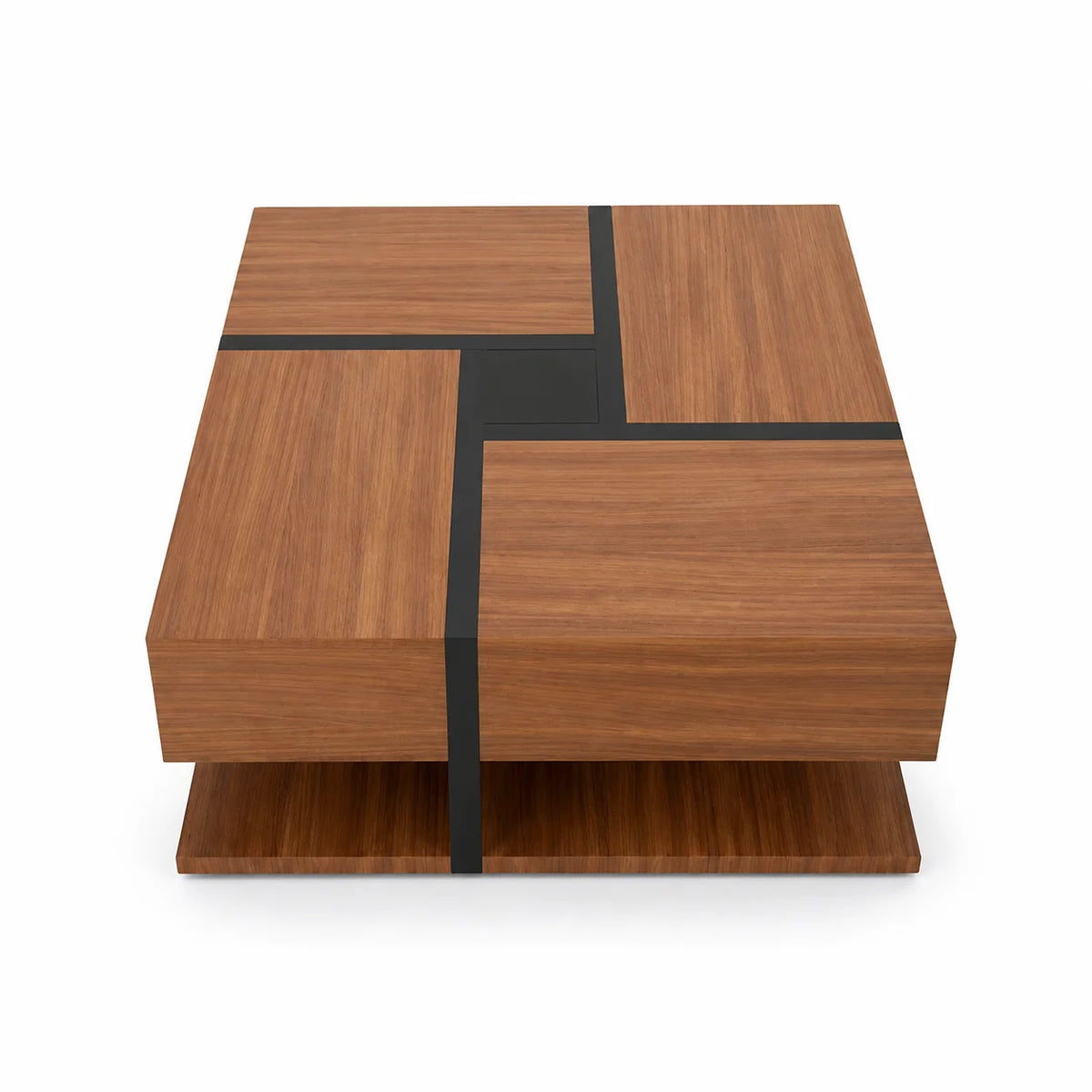 Table basse design carrée 78 cm bois et noir