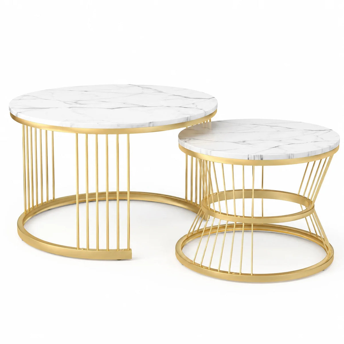 Table basse gigogne blanc et doré