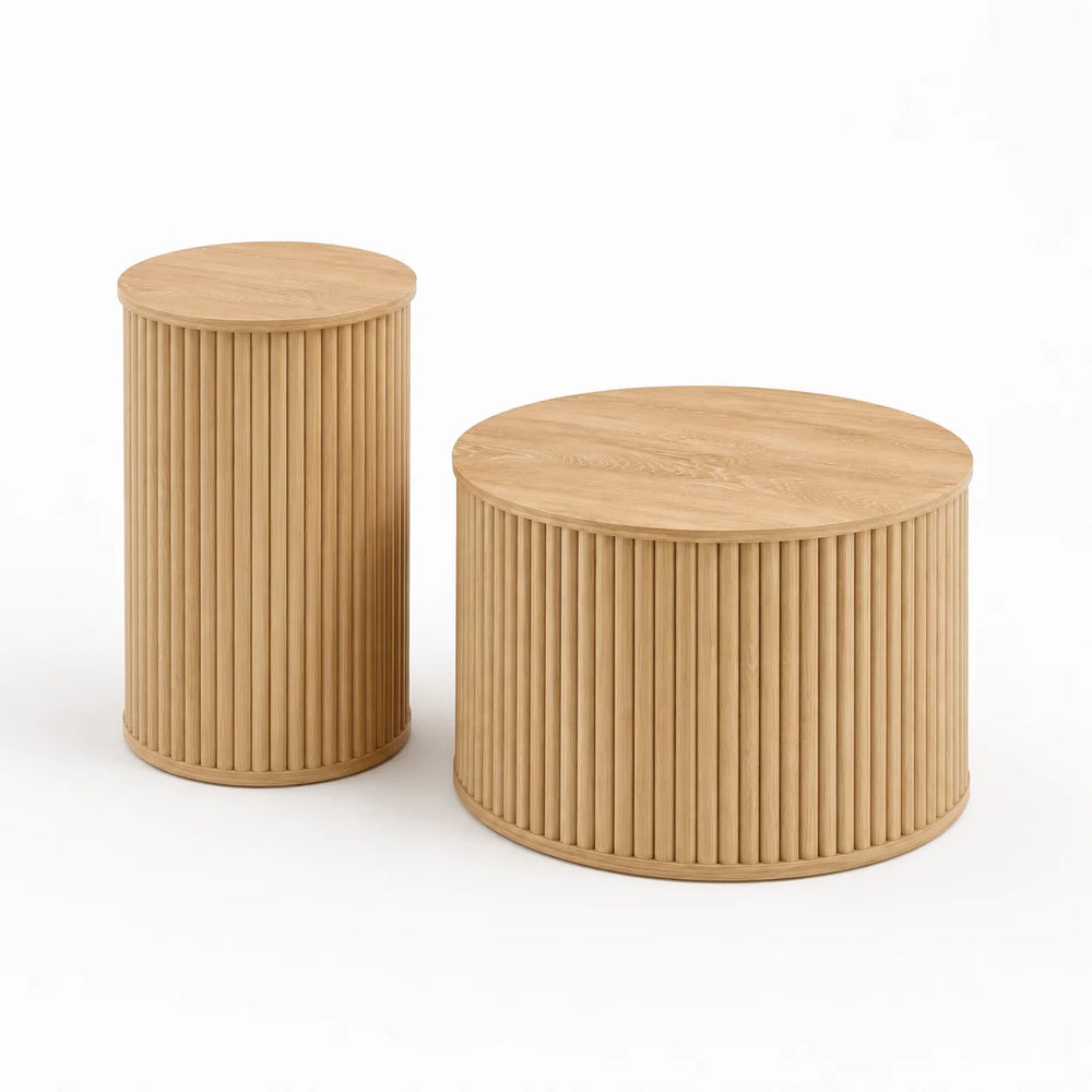 Table basse gigogne design lot de 2, Ø 60 et 30 cm