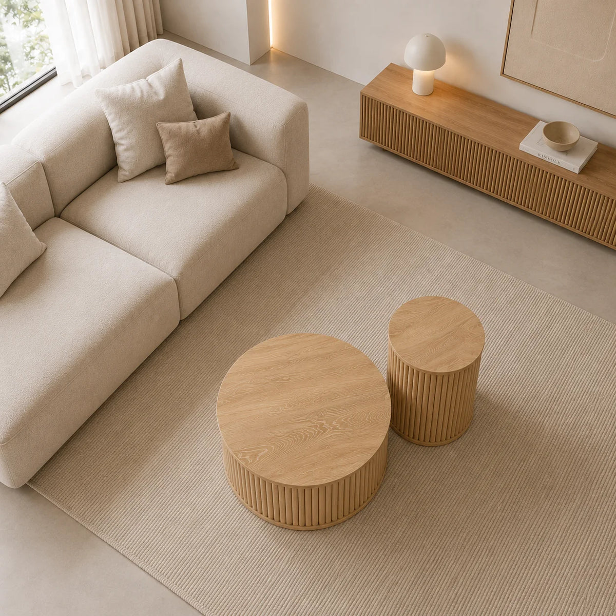 Table basse gigogne design lot de 2, Ø 60 et 30 cm
