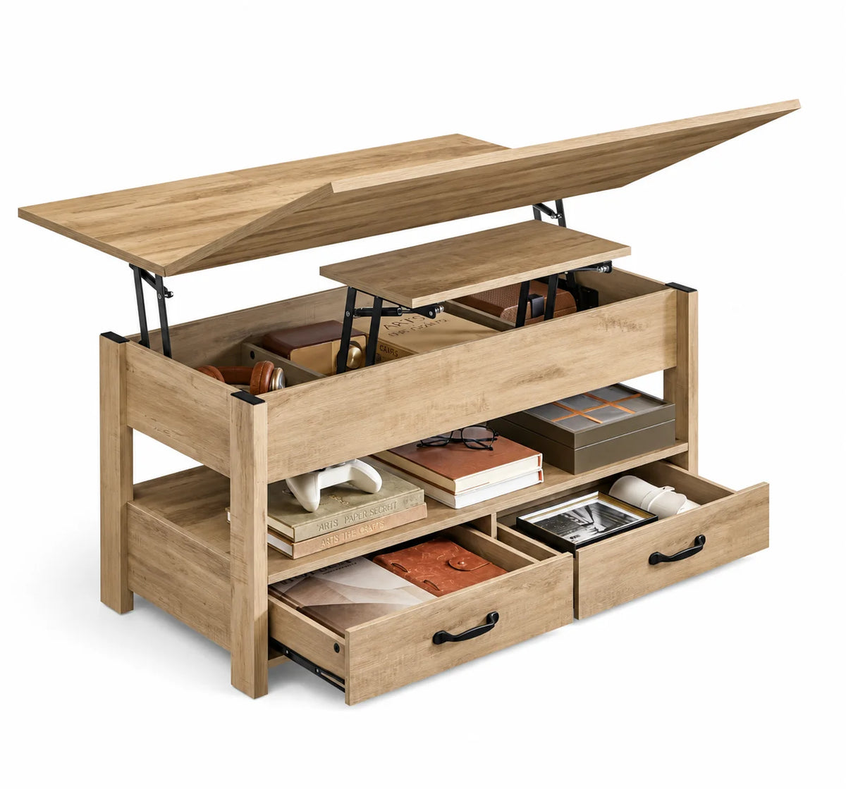 Table basse relevable avec rangement