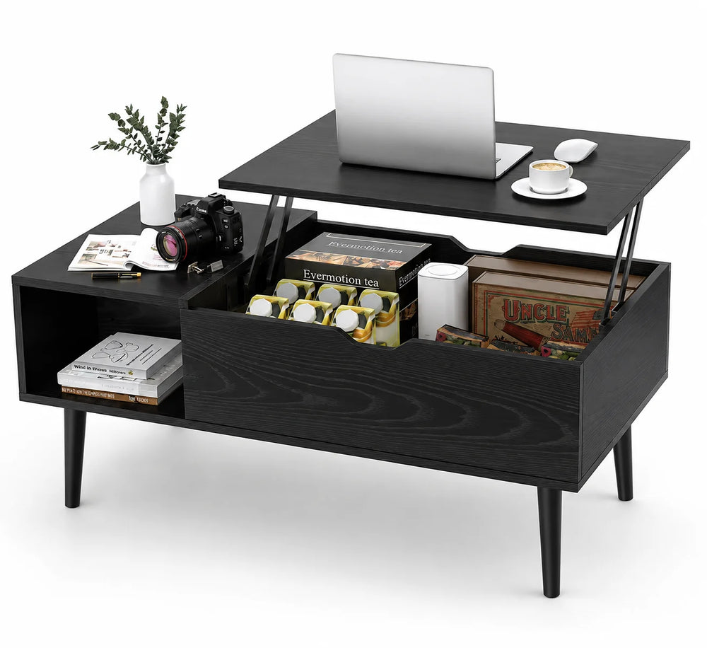 Table basse relevable rectangulaire 100 cm avec niche