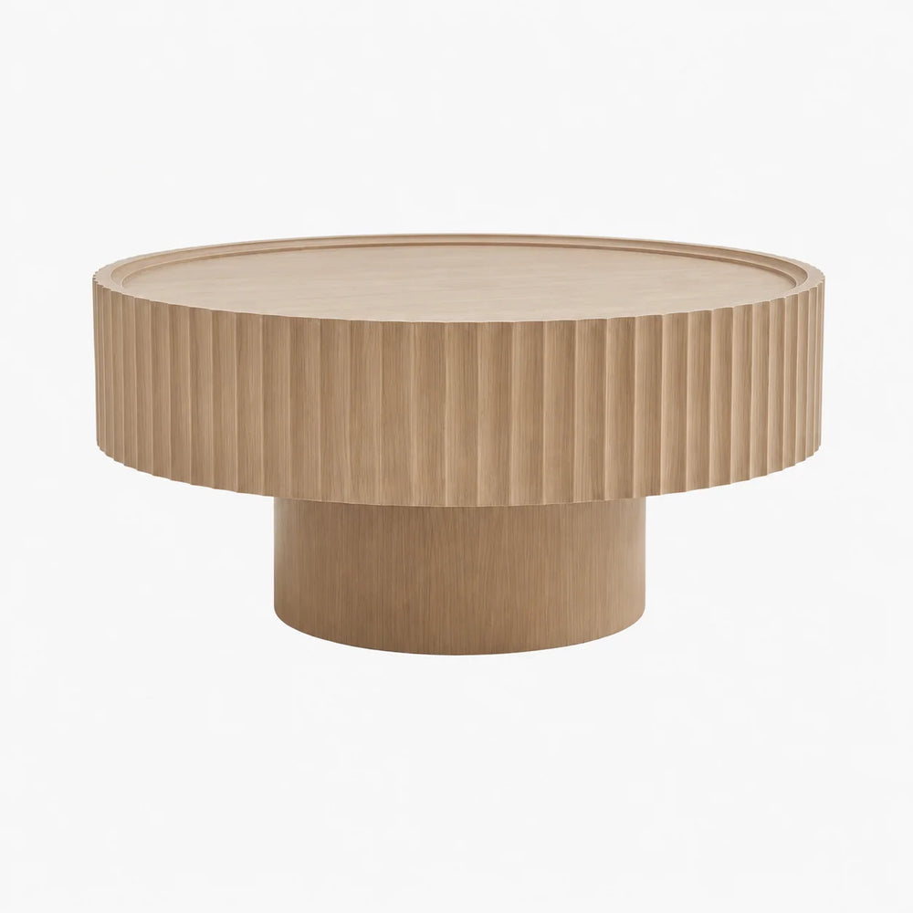 Table basse ronde bois naturel Ø 70 cm piètement central