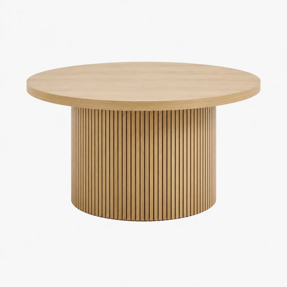 Table basse ronde design Ø 80 cm piètement cannelé